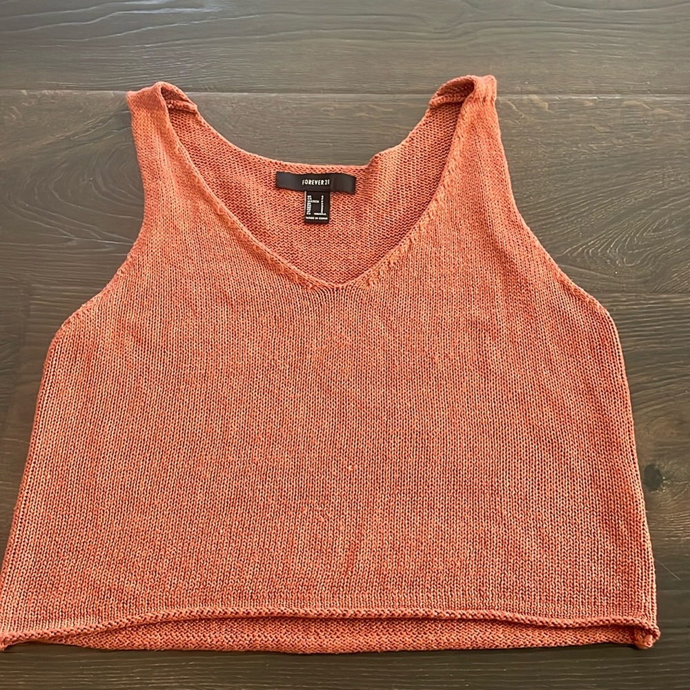 burnt orange knitted crop top